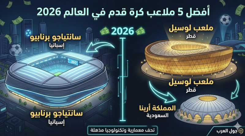 أفضل 5 ملاعب كرة قدم في العالم 2026.. تحف معمارية وتكنولوجيا مذهلة