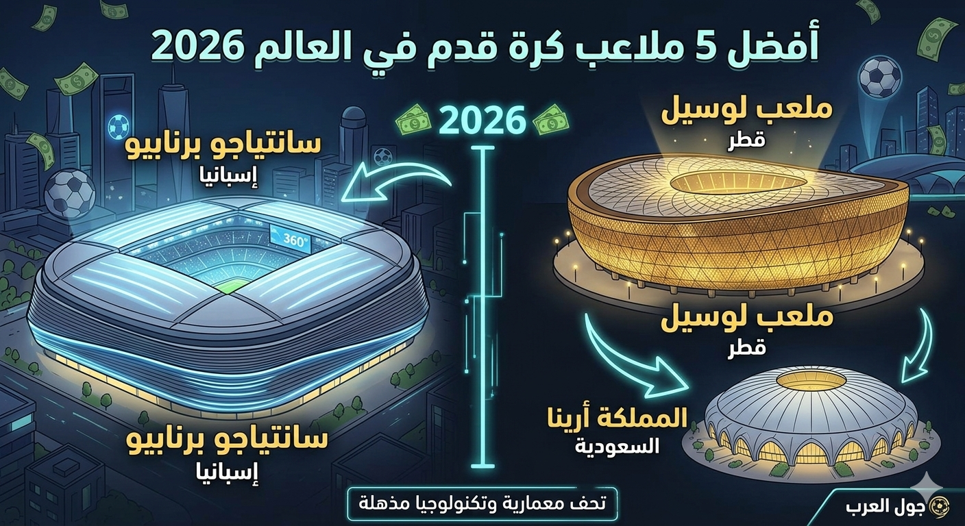 أفضل 5 ملاعب كرة قدم في العالم 2026.. تحف معمارية وتكنولوجيا مذهلة