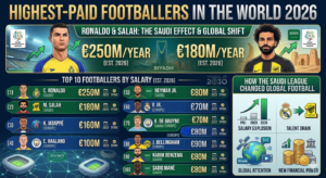 أعلى 10 لاعبين أجراً في العالم 2026: رواتب رونالدو وصلاح وكيف غير الدوري السعودي الكرة العالمية أعلى 10 لاعبين أجراً في العالم 2026: رواتب رونالدو وصلاح وكيف غير الدوري السعودي الكرة العالمية