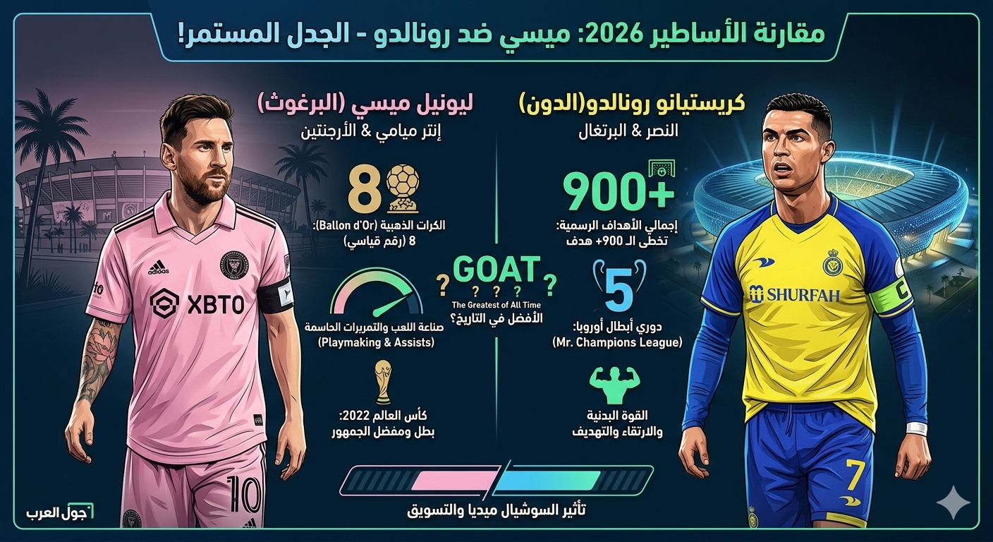 ميسي ضد رونالدو 2026.. خناقة “الأفضل في التاريخ” اللي مش هتخلص! ⚽🔥