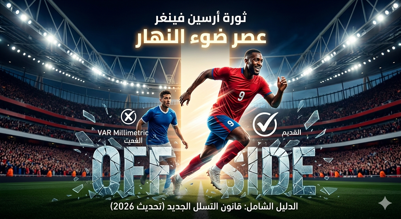 قانون التسلل الجديد, أرسين فينغر, قانون ضوء النهار, قوانين كرة القدم 2026, تعديلات الفيفا الجديدة, تقنية الفيديو VAR, التسلل المليميتري, الاتحاد الدولي لكرة القدم, IFAB, شرح قانون التسلل, قاعدة فينغر, كرة القدم الهجومية, مصيدة التسلل, أخبار كرة القدم, تطوير قوانين اللعبة, تسلل مليميتري, الحكم المساعد, قرارات الفيفا, كابوس المدافعين, أهداف كرة القدم.